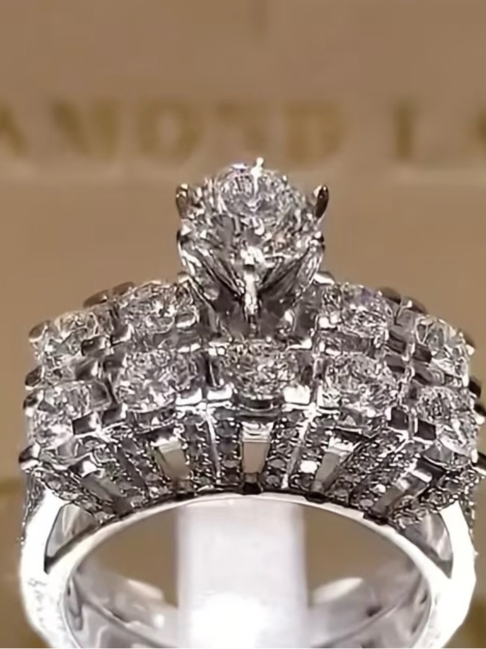 Diamond Cluster Engagement Ring - White Gold
